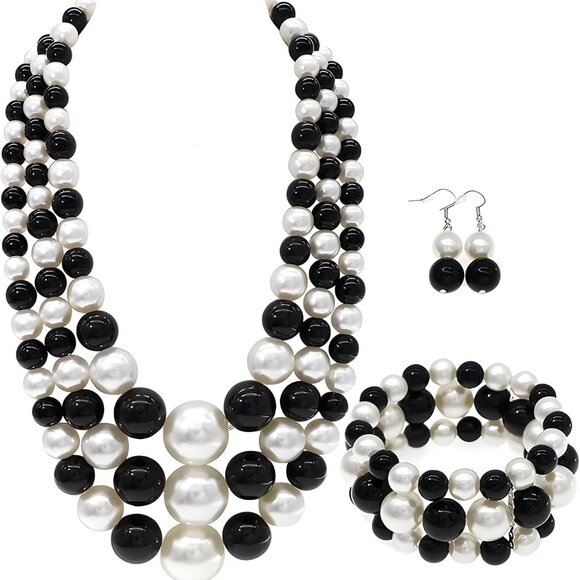 Imitation Pearl for Women Pearl Necklaces Multilayer Pearl Necklace 1920s Costum - Picture 1 of 8